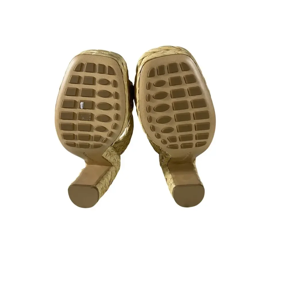 Bottega Veneta Braided Jute Trinity Platform Sandals Size US 8.5